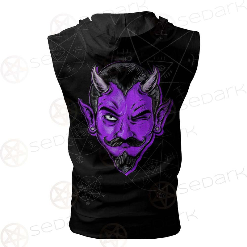 Satanic Purple 666 SED-0558 Zip Sleeveless Hoodie