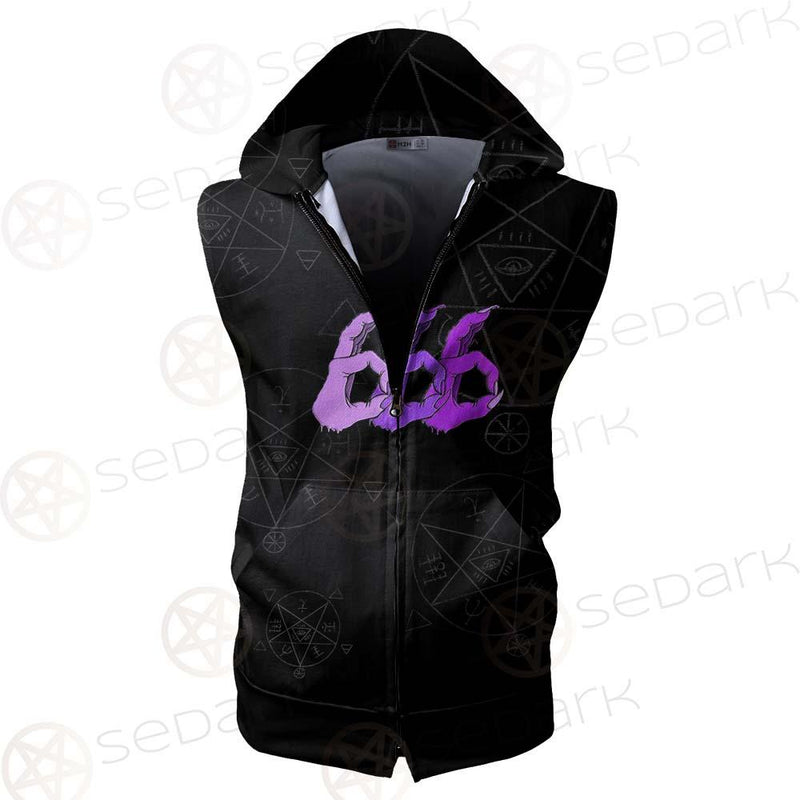 Satanic Purple 666 SED-0558 Zip Sleeveless Hoodie