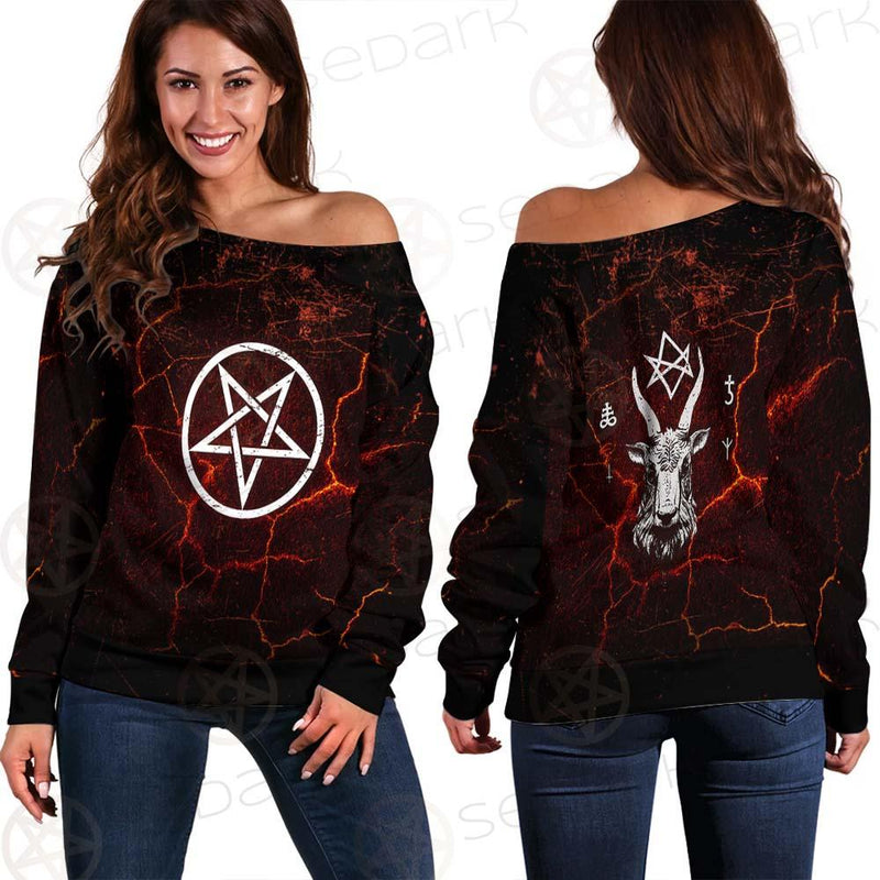 Satanism Goat Head SED-0561 Off Shoulder Sweaters