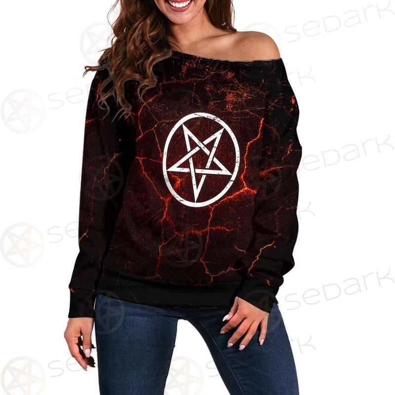 Satanism Goat Head SED-0561 Off Shoulder Sweaters