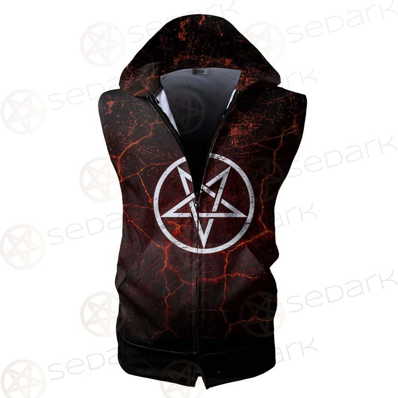 Satanism Goat Head SED-0561 Zip Sleeveless Hoodie