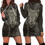 Viking Old Warrior Geometry SED-0567 Hoodie Dress