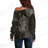 Viking Old Warrior Geometry SED-0567 Off Shoulder Sweaters