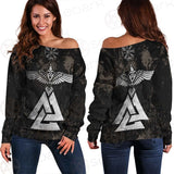 Viking Warrior And Vegvisir SED-0573 Off Shoulder Sweaters