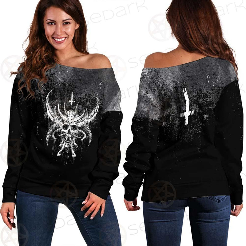 Cross Inverted Satanic SED-0575 Off Shoulder Sweaters