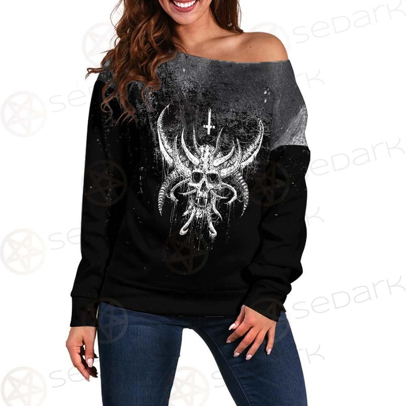 Cross Inverted Satanic SED-0575 Off Shoulder Sweaters