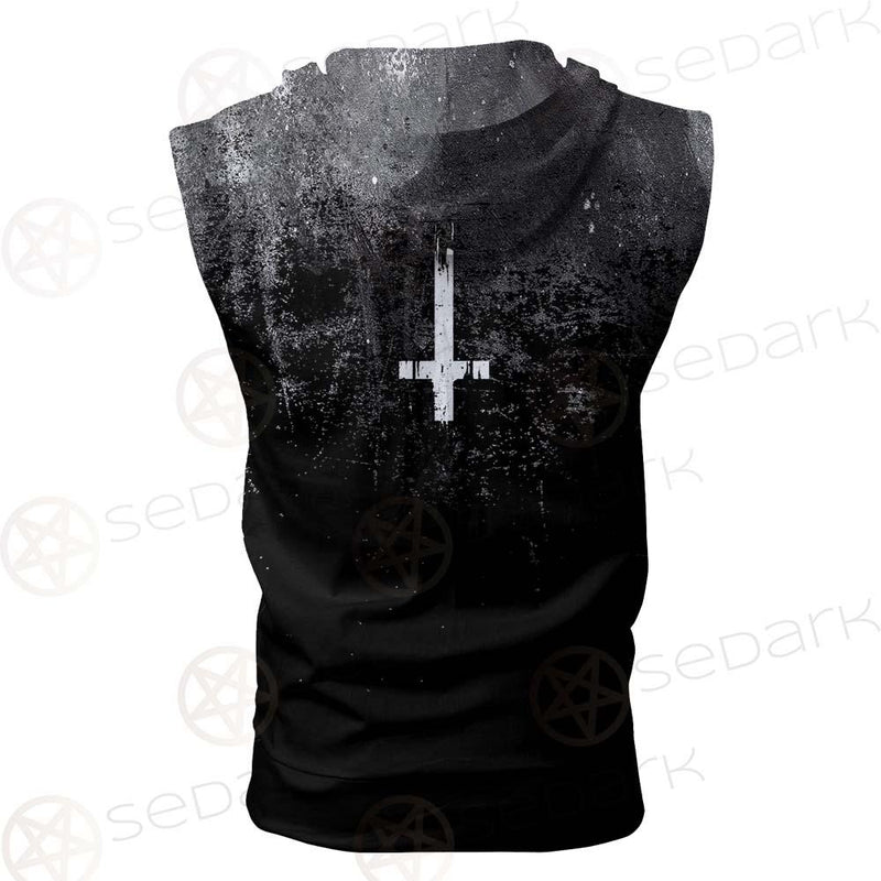 Cross Inverted Satanic SED-0575 Zip Sleeveless Hoodie