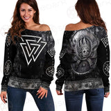 Valknut Viking Symbol SED-0580 Off Shoulder Sweaters