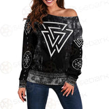 Valknut Viking Symbol SED-0580 Off Shoulder Sweaters