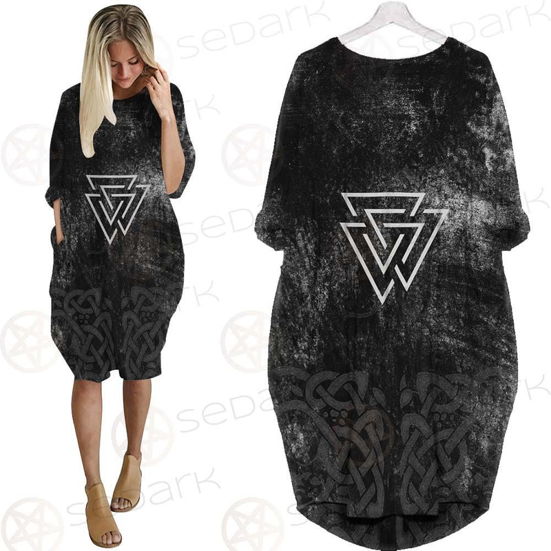 Viking Pattern Symbols SED-0581 Batwing Pocket Dress