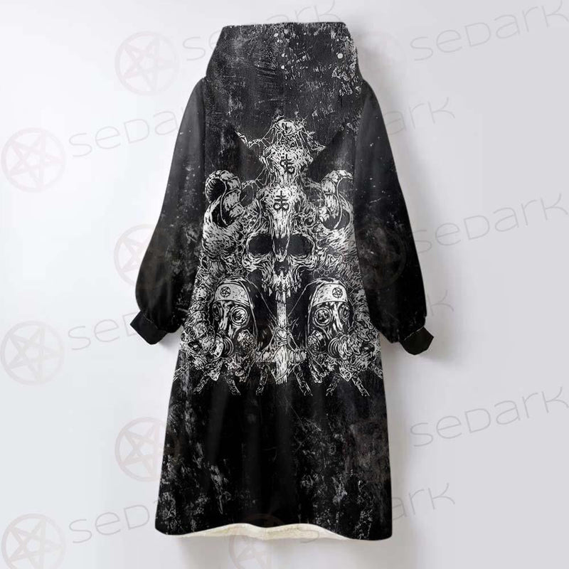 Satanic With Skulls SED-0582 Oversized Sherpa Blanket Hoodie