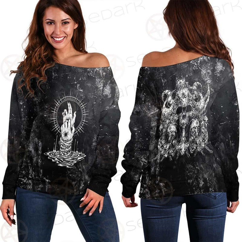Satanic With Skulls SED-0582 Off Shoulder Sweaters
