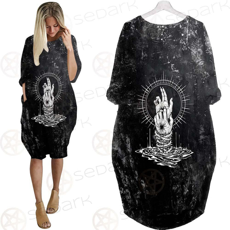 Satanic With Skulls SED-0582 Batwing Pocket Dress