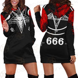 Satanic 666 Black And Red SED-0583 Hoodie Dress