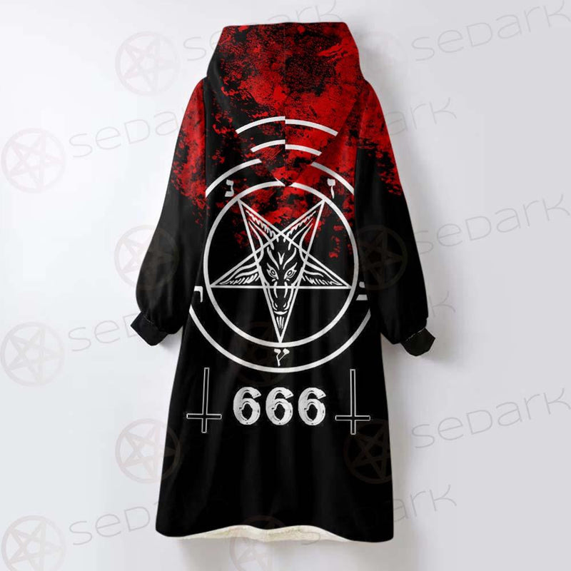 Satanic 666 Black And Red SED-0583 Oversized Sherpa Blanket Hoodie