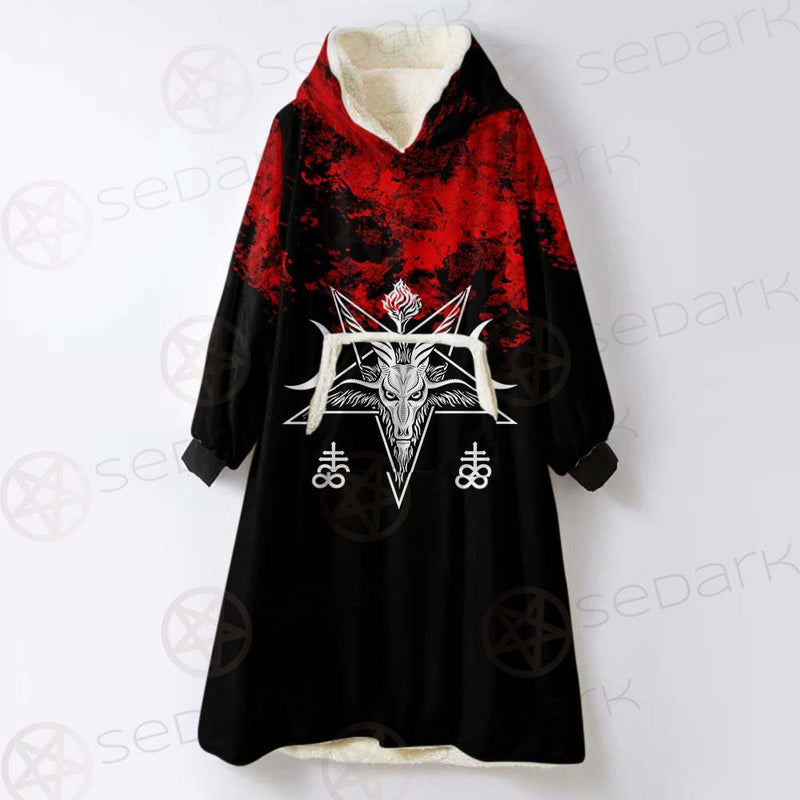 Satanic 666 Black And Red SED-0583 Oversized Sherpa Blanket Hoodie