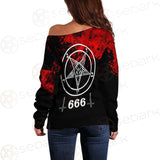 Satanic 666 Black And Red SED-0583 Off Shoulder Sweaters