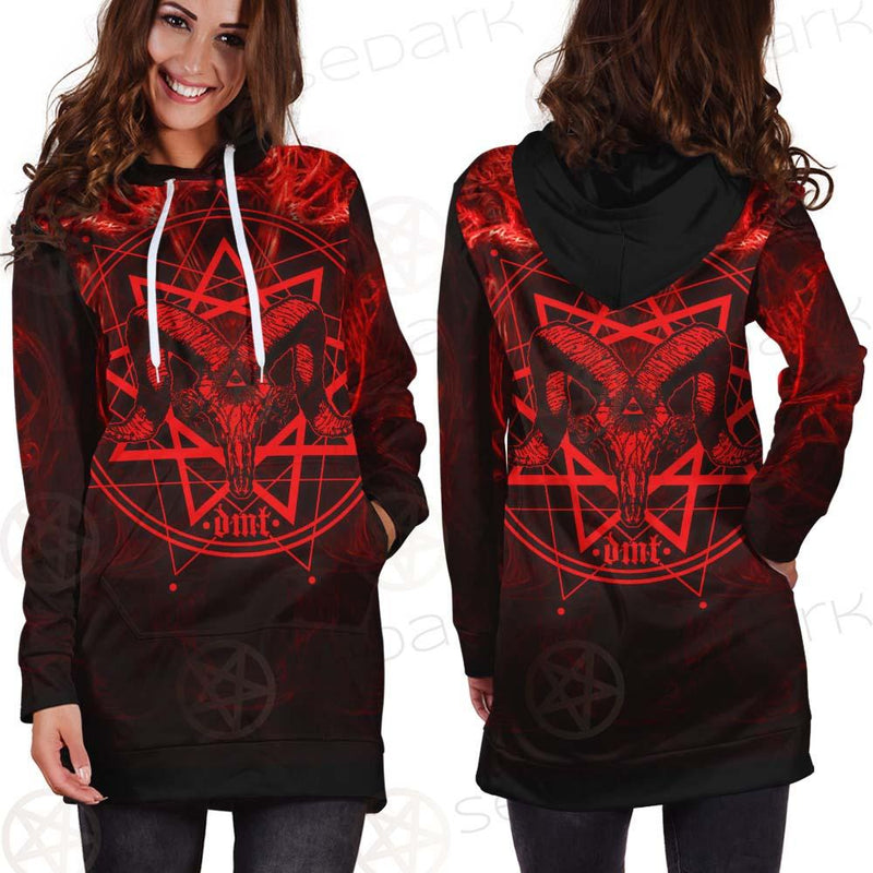 Satanic Burning Fire Flame SED-0585 Hoodie Dress