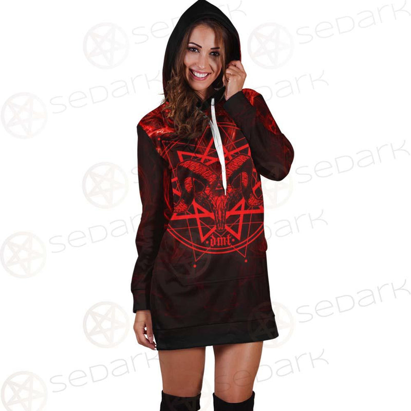 Satanic Burning Fire Flame SED-0585 Hoodie Dress