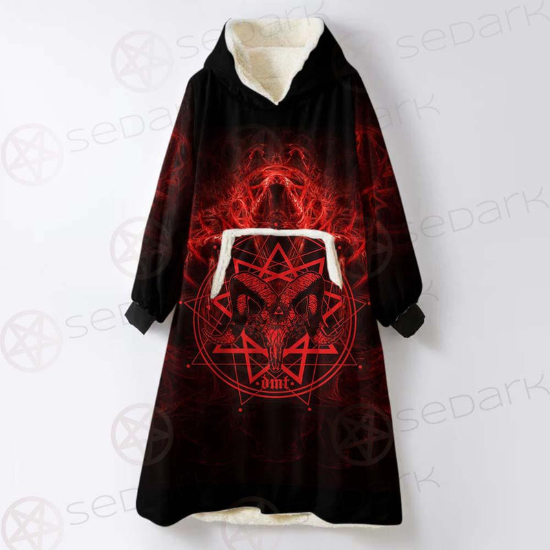 Satanic Burning Fire Flame SED-0585 Oversized Sherpa Blanket Hoodie