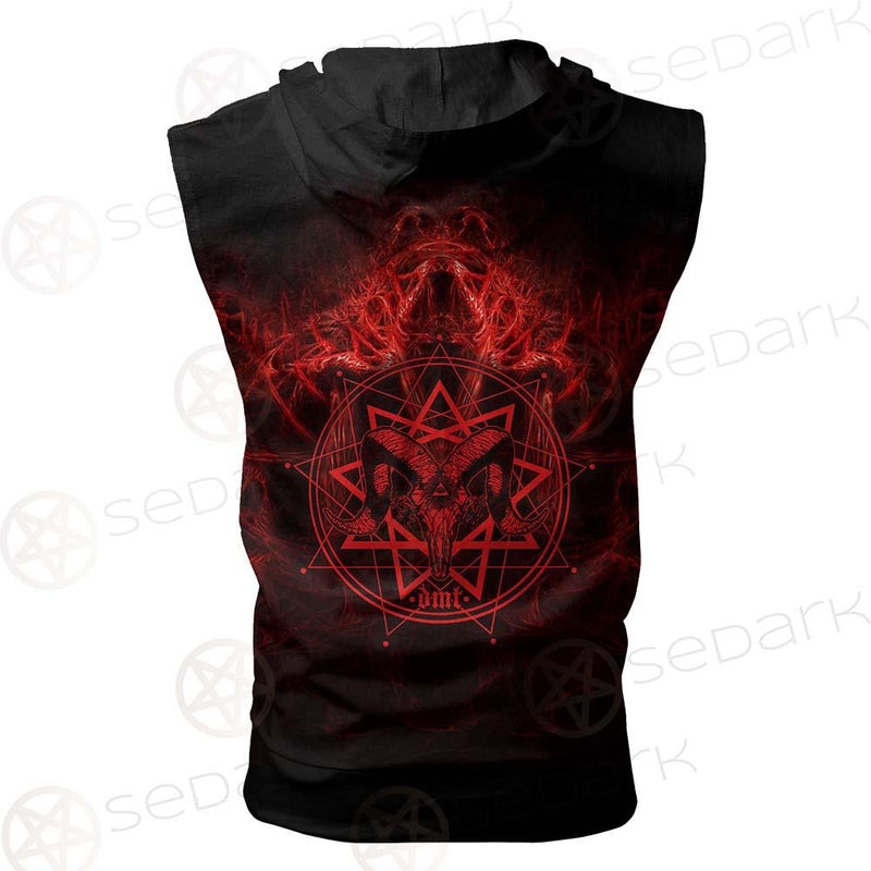 Satanic Burning Fire Flame SED-0585 Zip Sleeveless Hoodie