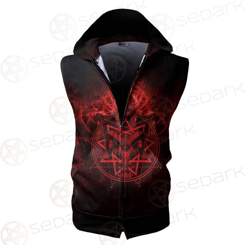Satanic Burning Fire Flame SED-0585 Zip Sleeveless Hoodie