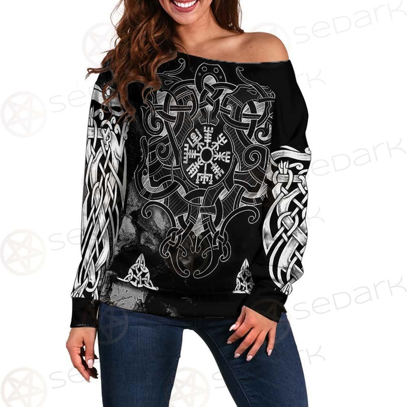 Viking Cross Stitch Pattern SED-0586 Off Shoulder Sweaters