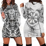 Viking Protection Rune Pattern SED-0587 Hoodie Dress