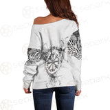 Viking Protection Rune Pattern SED-0587 Off Shoulder Sweaters