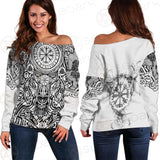 Viking Protection Rune Pattern SED-0587 Off Shoulder Sweaters