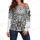 Viking Protection Rune Pattern SED-0587 Off Shoulder Sweaters