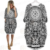 Viking Protection Rune Pattern SED-0587 Batwing Pocket Dress