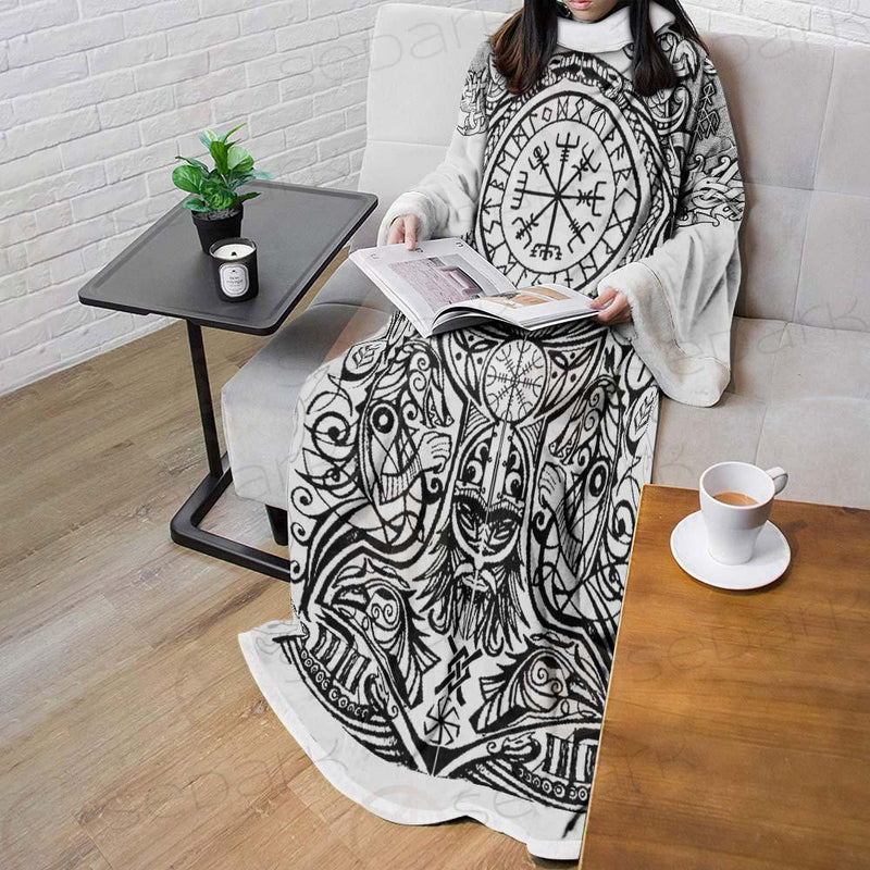 Viking Protection Rune Pattern SED-0587 Sleeved Blanket