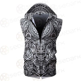 Viking Protection Rune Pattern SED-0587 Zip Sleeveless Hoodie