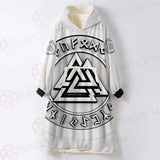 Viking Valknut With Runes SED-0588 Oversized Sherpa Blanket Hoodie