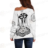 Viking Valknut With Runes SED-0588 Off Shoulder Sweaters