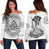 Viking Valknut With Runes SED-0588 Off Shoulder Sweaters