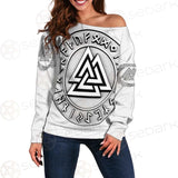 Viking Valknut With Runes SED-0588 Off Shoulder Sweaters