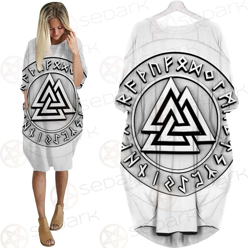 Viking Valknut With Runes SED-0588 Batwing Pocket Dress