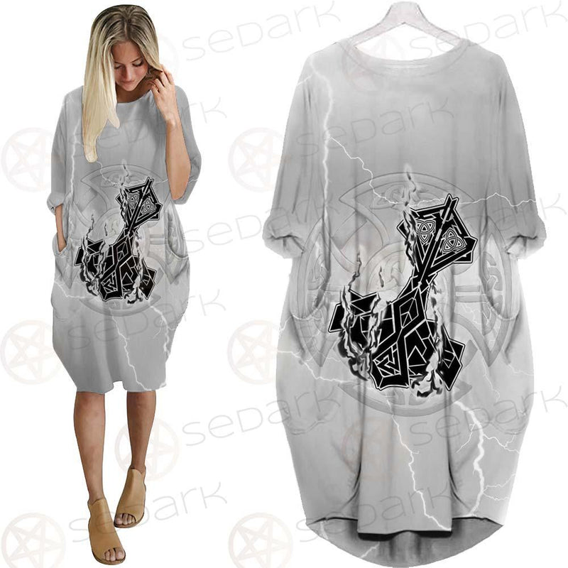 Mjolnir Thor'S Hammer SED-0591 Batwing Pocket Dress