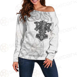 Mjolnir Pattern Viking SED-0592 Off Shoulder Sweaters