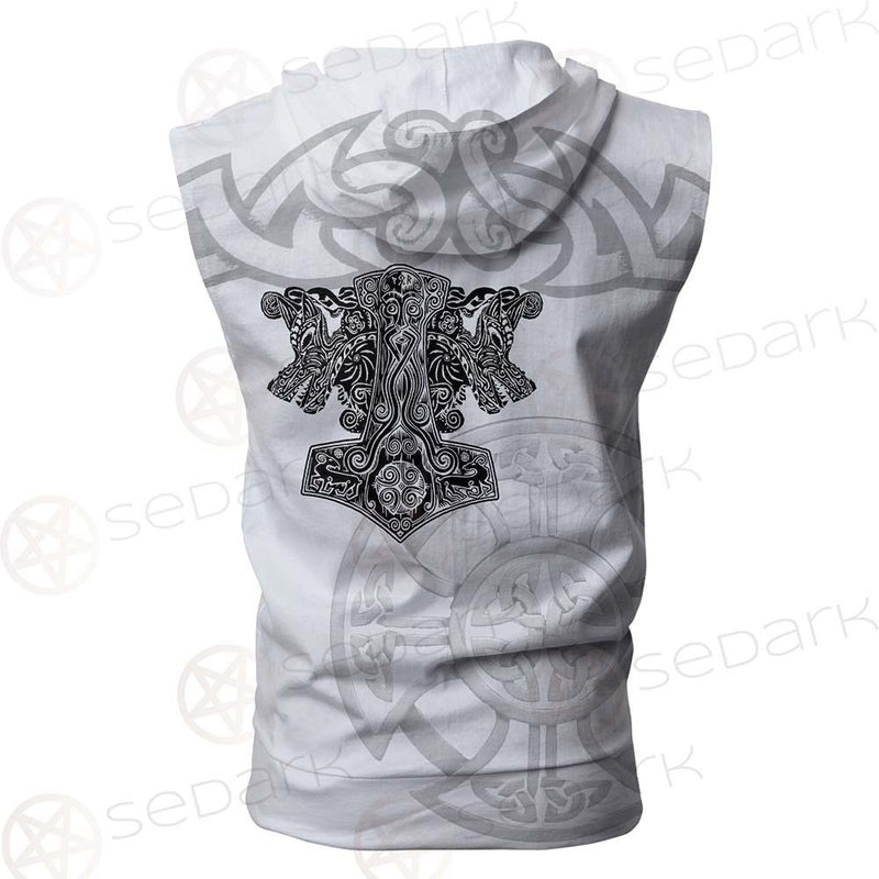 Mjolnir Pattern Viking SED-0592 Zip Sleeveless Hoodie