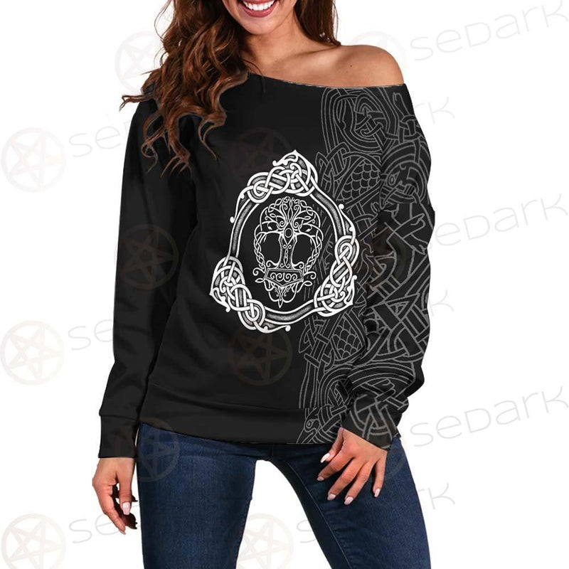 Viking Tree Pattern SED-0593 Off Shoulder Sweaters