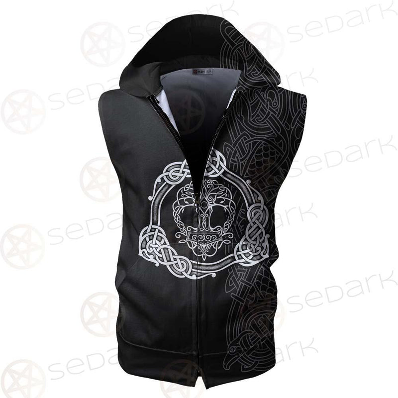 Viking Tree Pattern SED-0593 Zip Sleeveless Hoodie