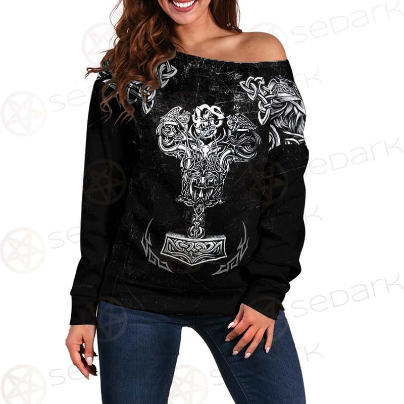 Viking Thor'S Hammer SED-0594 Off Shoulder Sweaters