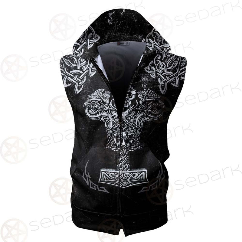 Viking Thor'S Hammer SED-0594 Zip Sleeveless Hoodie
