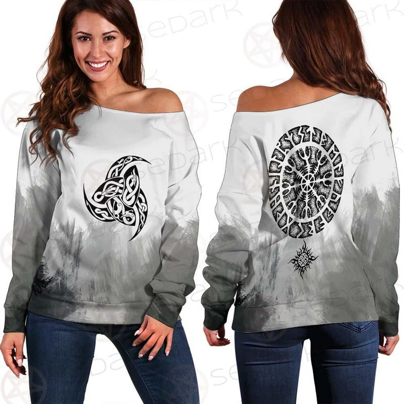 Viking Pattern Symbol SED-0595 Off Shoulder Sweaters