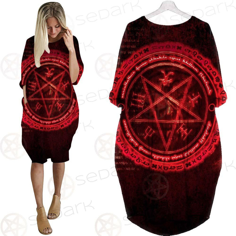 Satanic Red Art SED-0596 Batwing Pocket Dress