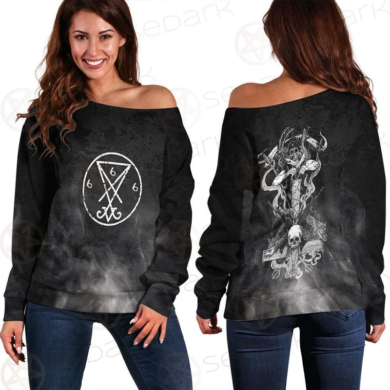 Sigil Of Lucifer 666 SED-0598 Off Shoulder Sweaters