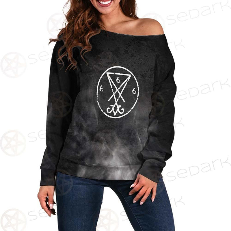 Sigil Of Lucifer 666 SED-0598 Off Shoulder Sweaters